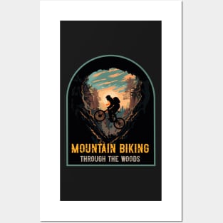 Mountain biking through the woods Posters and Art